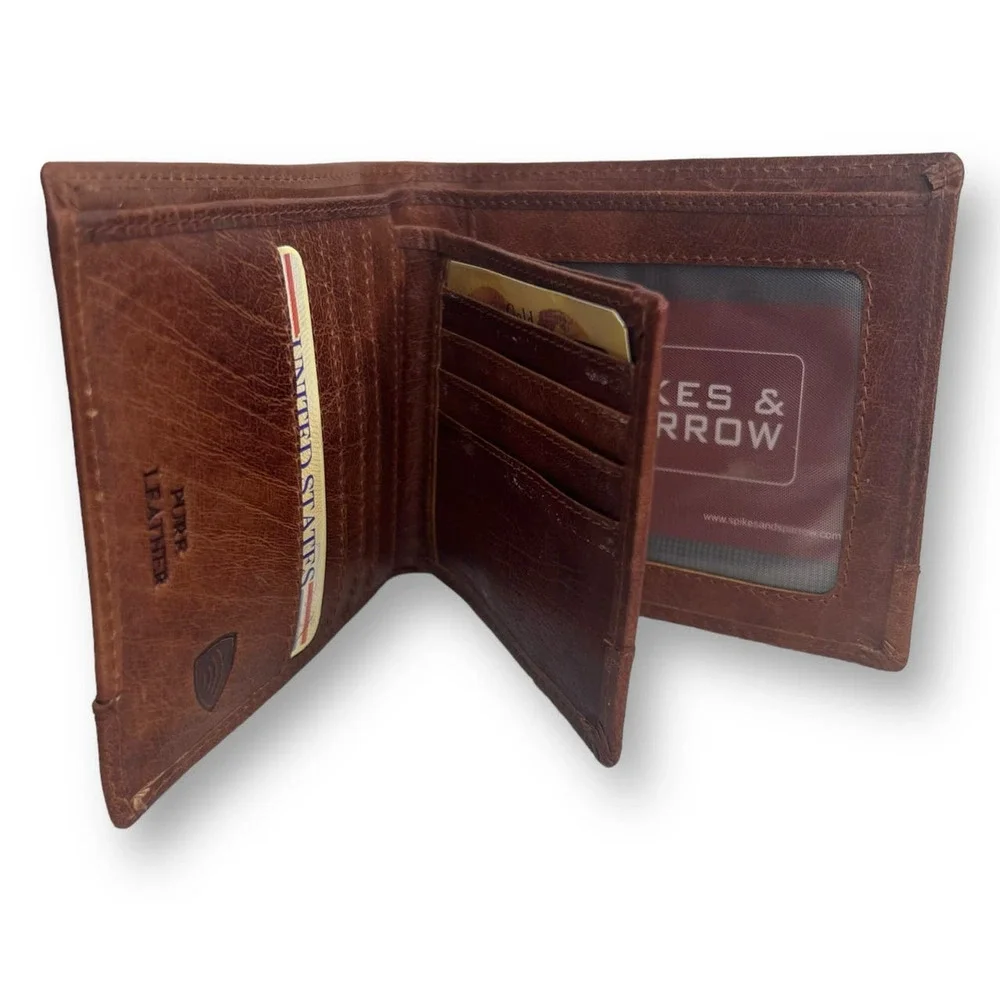Spikes & Sparrow Convertible Wallet Alexander RFID Brown Leather 2 Part Combo